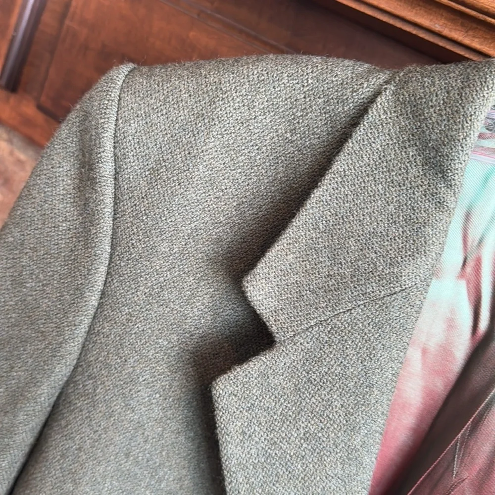 Mens United Colors of Benetton Italy made army green wool blazer jacket size 50